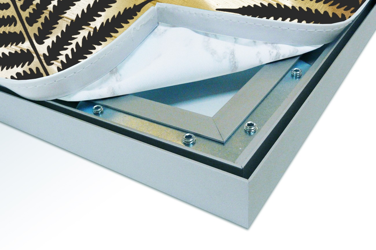 Close up textieldoek in frame los